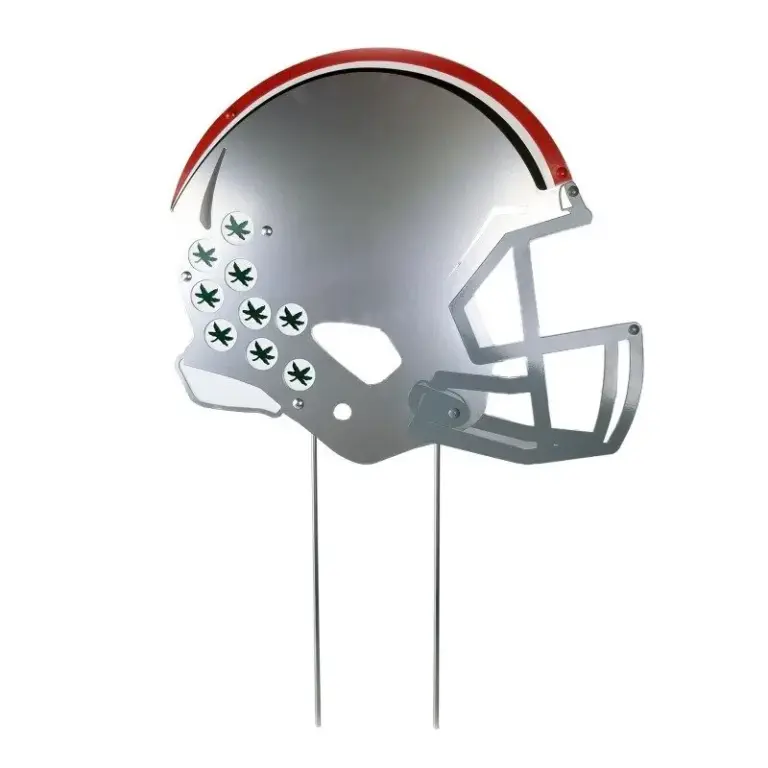 Ohio state football helmet on stakes