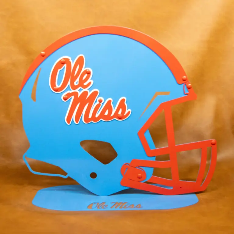 Ole miss helmet 18 inch on oval baby blue