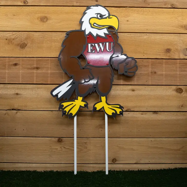 5 color eagle mascot on stakes