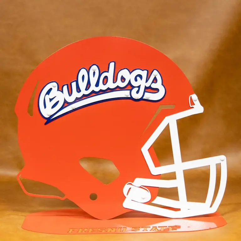 Fresno state football helmet on base