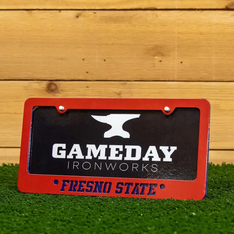 Fresno State Tag Frame Red - Gameday Ironworks Fresno state tag frame red