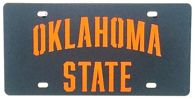 Oklahoma State Black Font License Plate - Gameday Ironworks Oklahoma state black font license plate