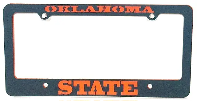 Oklahoma State Tag Frame Black - Gameday Ironworks Oklahoma state tag frame black
