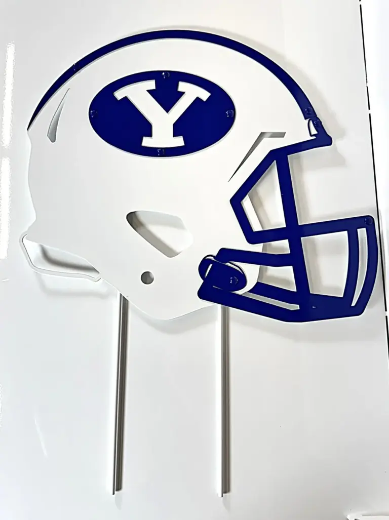 Byu Football Helmet On Stakes - Gameday Ironworks Byu football helmet on stakes